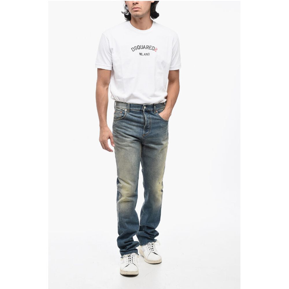 Skinny Fit Vintage Wash Denims with Fringed Hem 16cm
