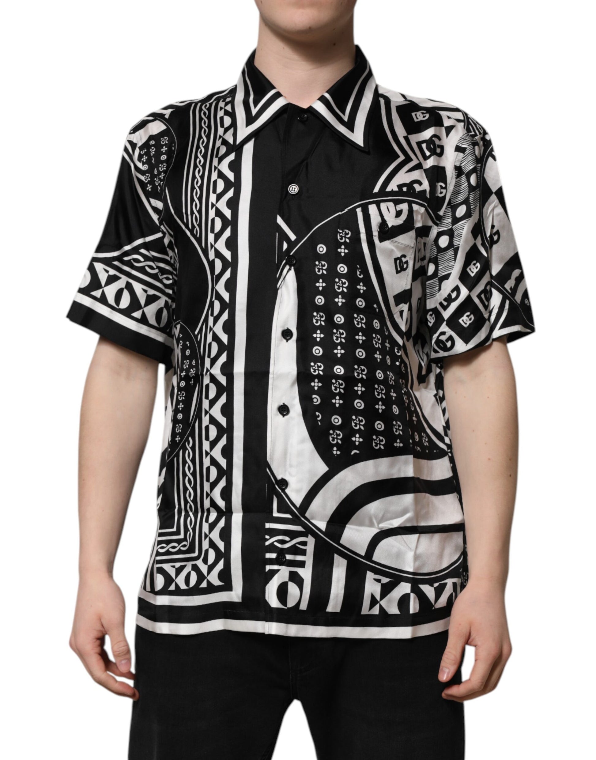 Black Bandana Casual Short Sleeve Shirt