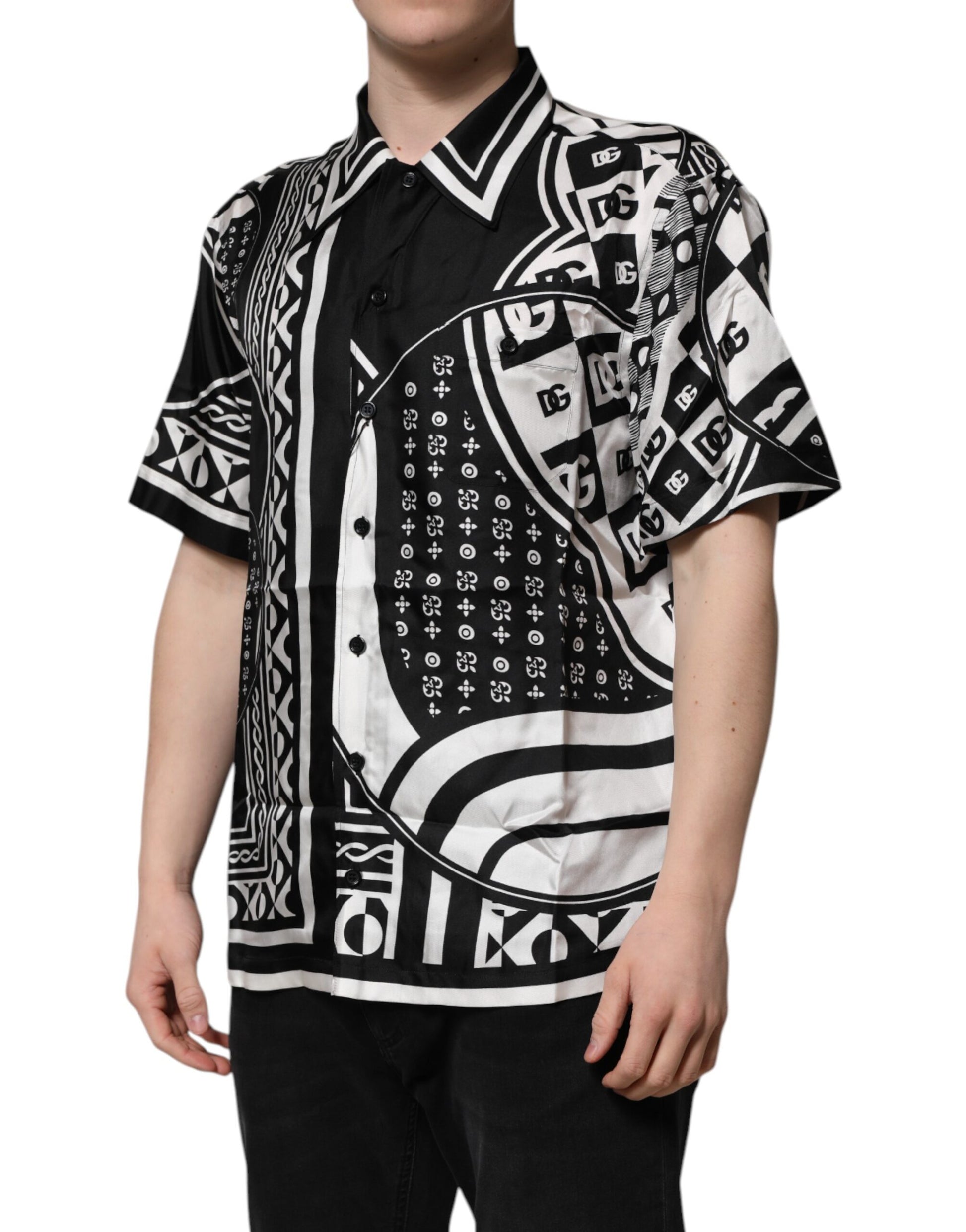 Black Bandana Casual Short Sleeve Shirt