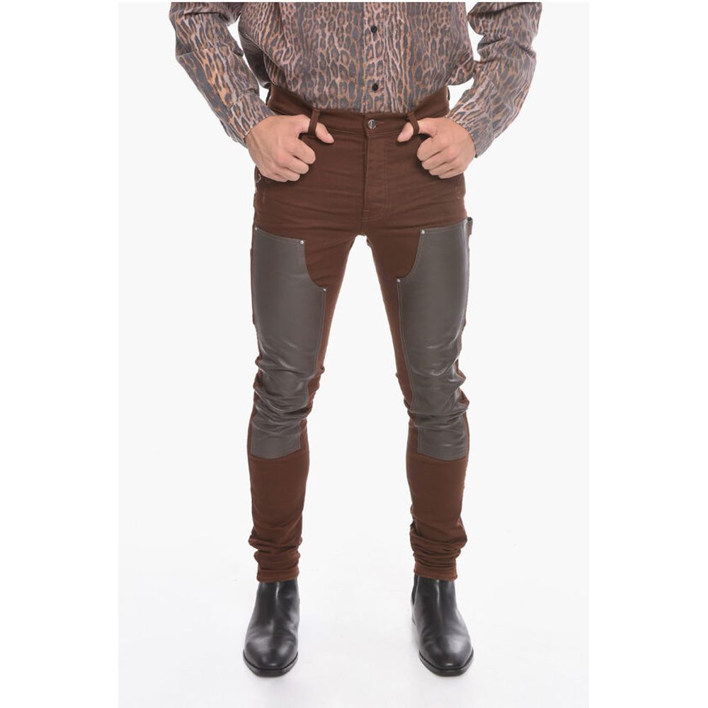 Stretchy WORKMAN Skinny Denims with Leather Detailing 15cm