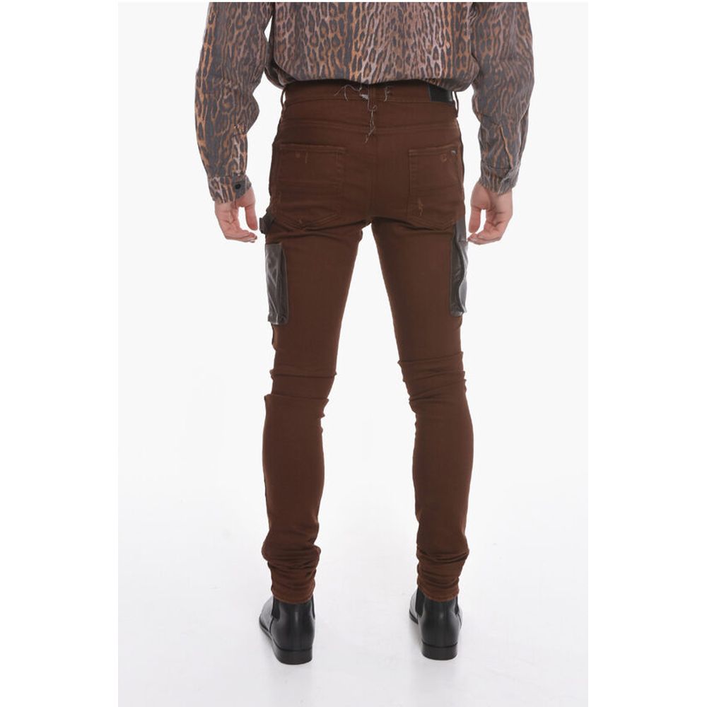 Stretchy WORKMAN Skinny Denims with Leather Detailing 15cm