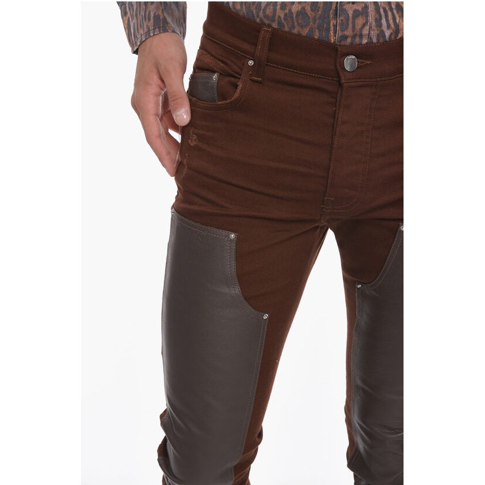Stretchy WORKMAN Skinny Denims with Leather Detailing 15cm