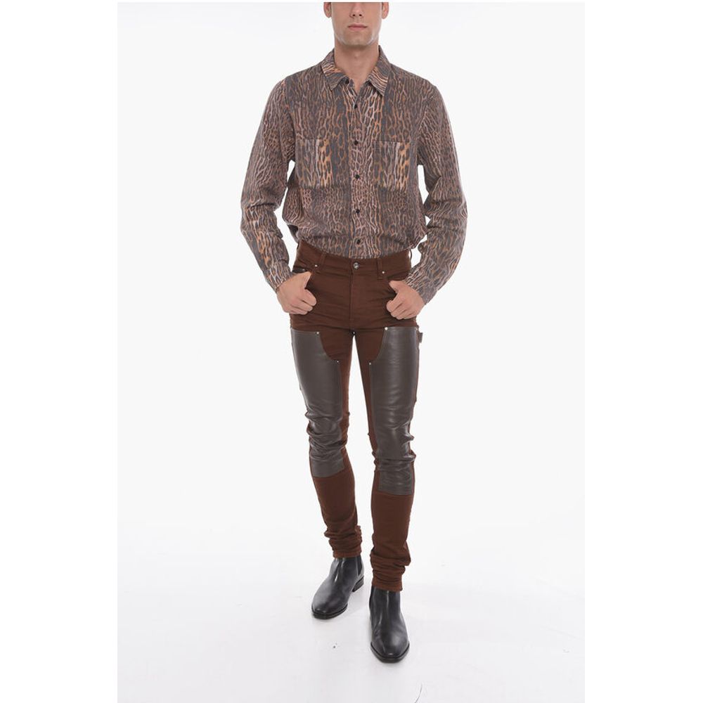 Stretchy WORKMAN Skinny Denims with Leather Detailing 15cm
