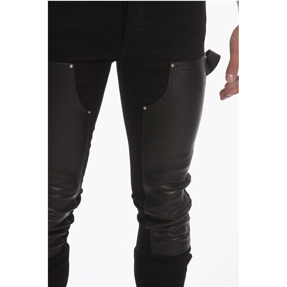 Stretchy WORKMAN Skinny Denims with Leather Detailing 16cm