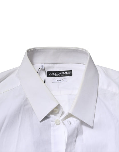 White Cotton GOLD Long Sleeves Dress Men Shirt