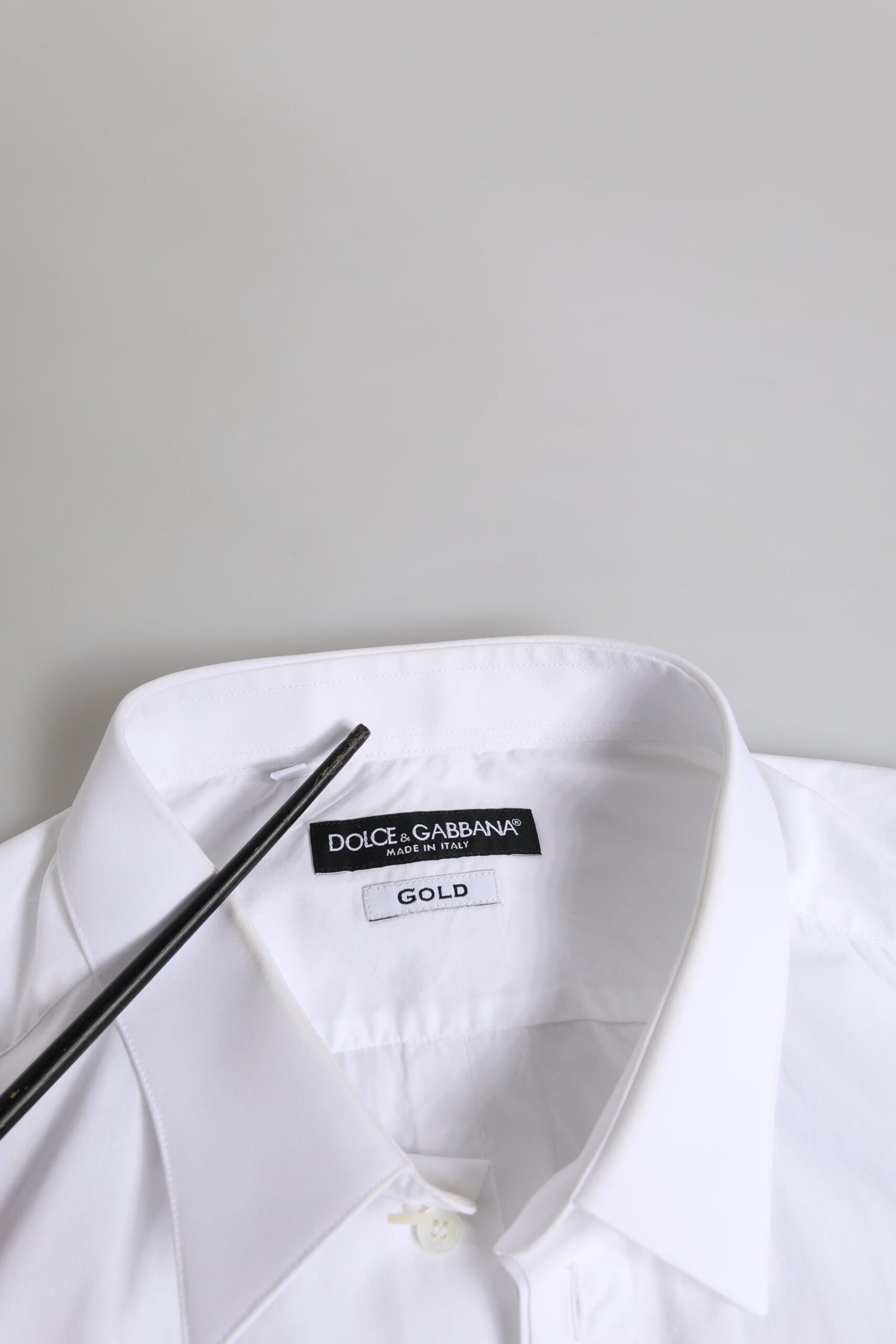 White Cotton GOLD Long Sleeves Dress Shirt