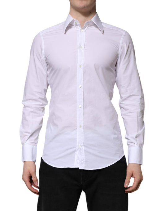 White Cotton GOLD Long Sleeve Men Dress Shirt