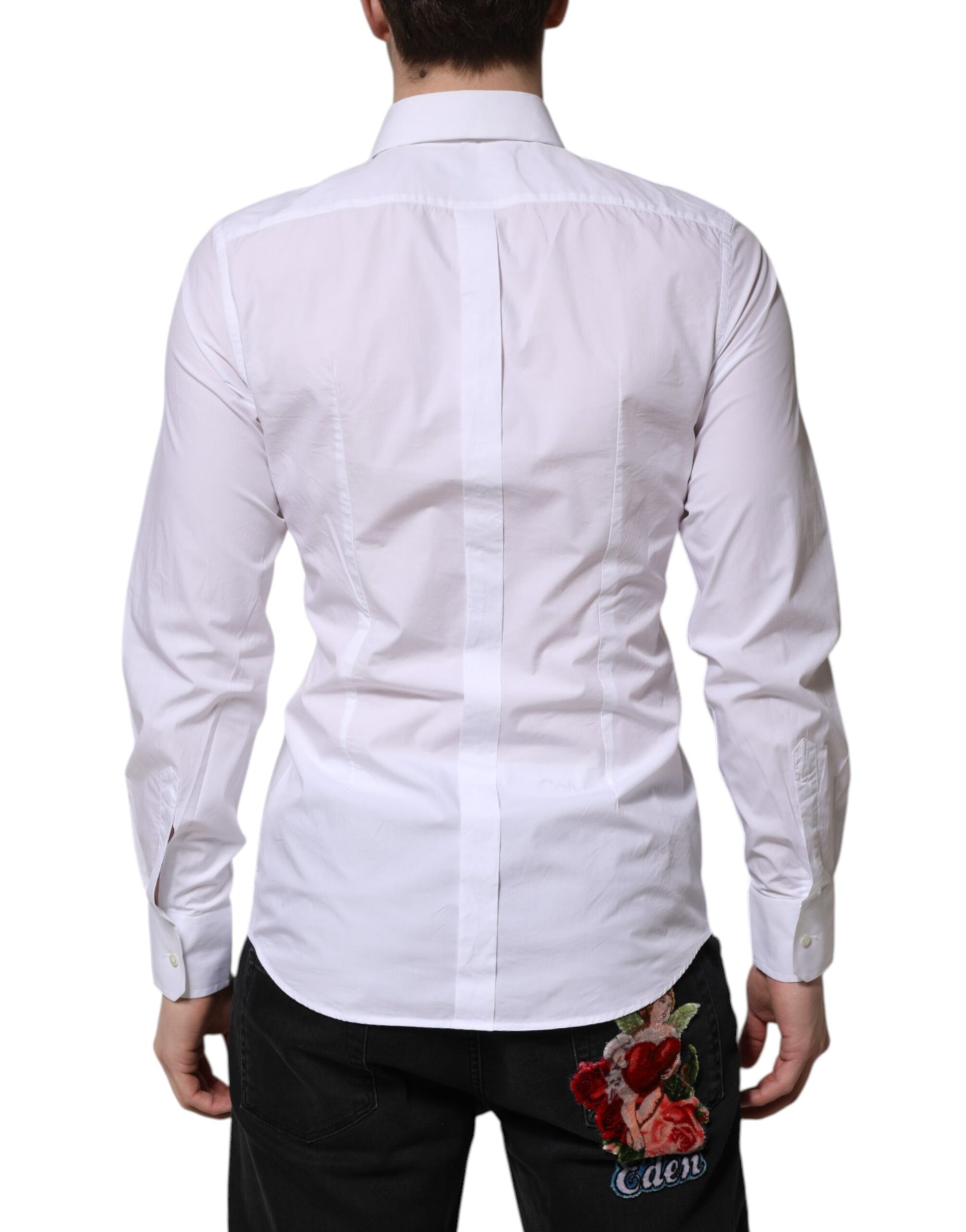 White Cotton GOLD Long Sleeve Men Dress Shirt