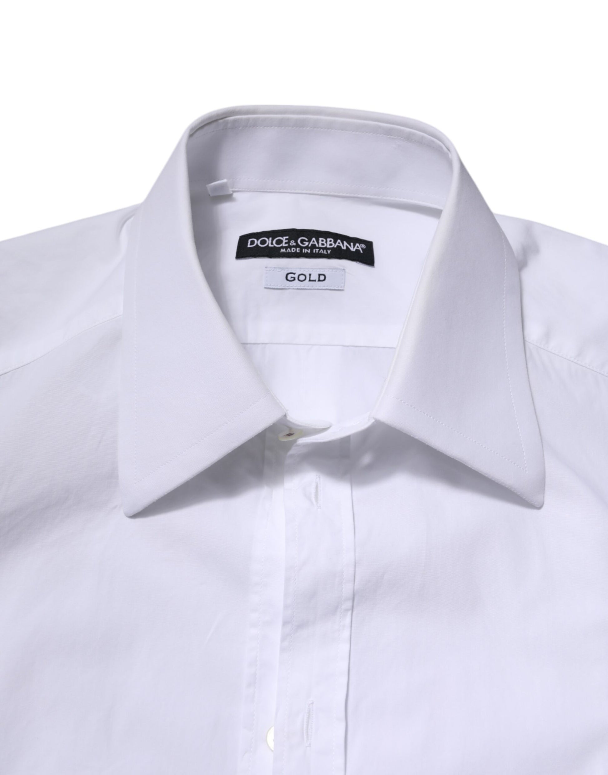 White Cotton GOLD Long Sleeve Men Dress Shirt