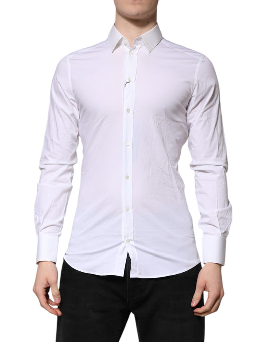 White Cotton GOLD Long Sleeves Dress Shirt
