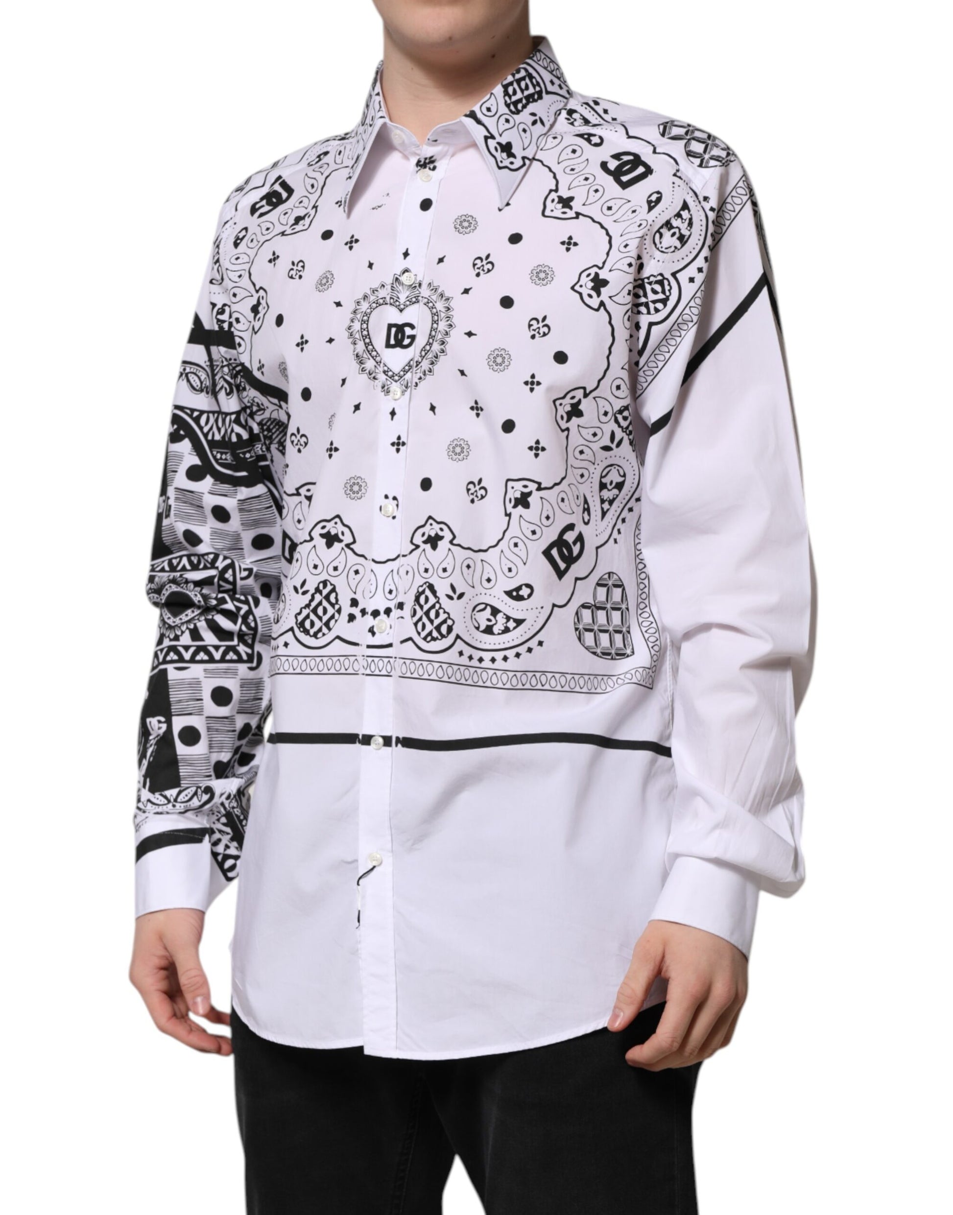 White Bandana Print MARTINI Dress Shirt