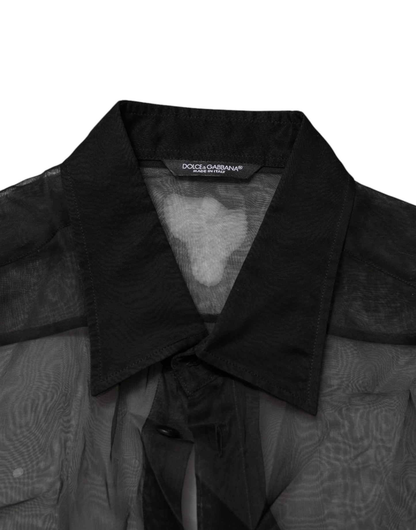 Black Silk Lace Long Sleeves Dress Shirt