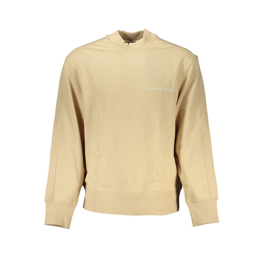 Sudadera beige con logo y cuello redondo