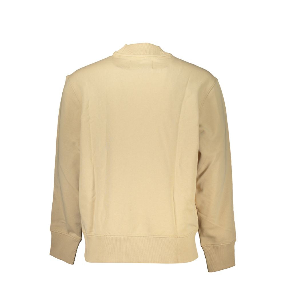 Sudadera beige con logo y cuello redondo