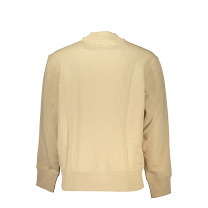 Sudadera beige con logo y cuello redondo