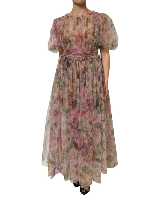 Multicolor Floral Print Long Maxi Gown Dress