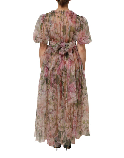 Multicolor Floral Print Long Maxi Gown Dress