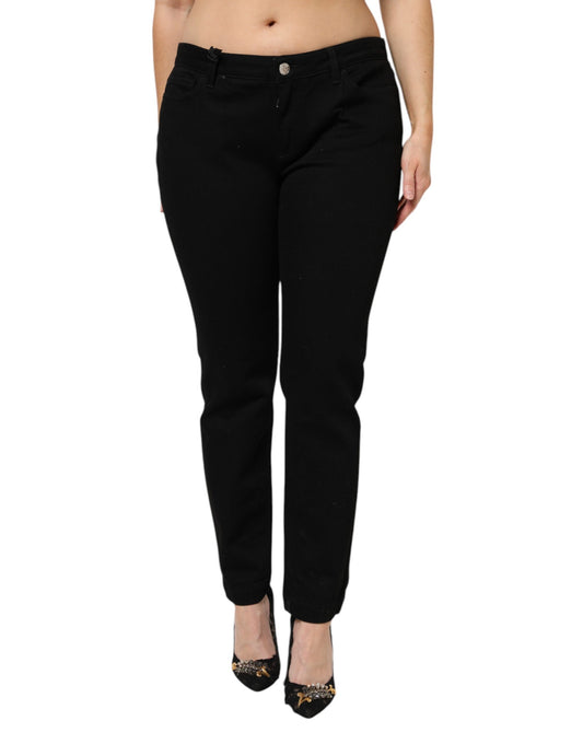 Black Cotton Low Waist Skinny Denim Jeans