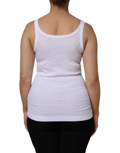 White Cotton Round Neck Sleeveless Tank Top