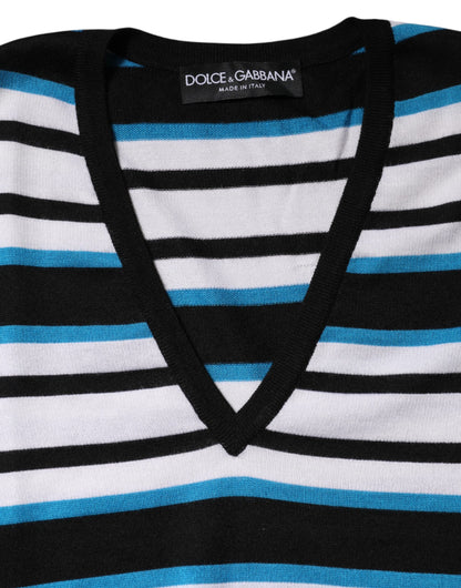 Multicolor Stripes Long Sleeves V-neck Top