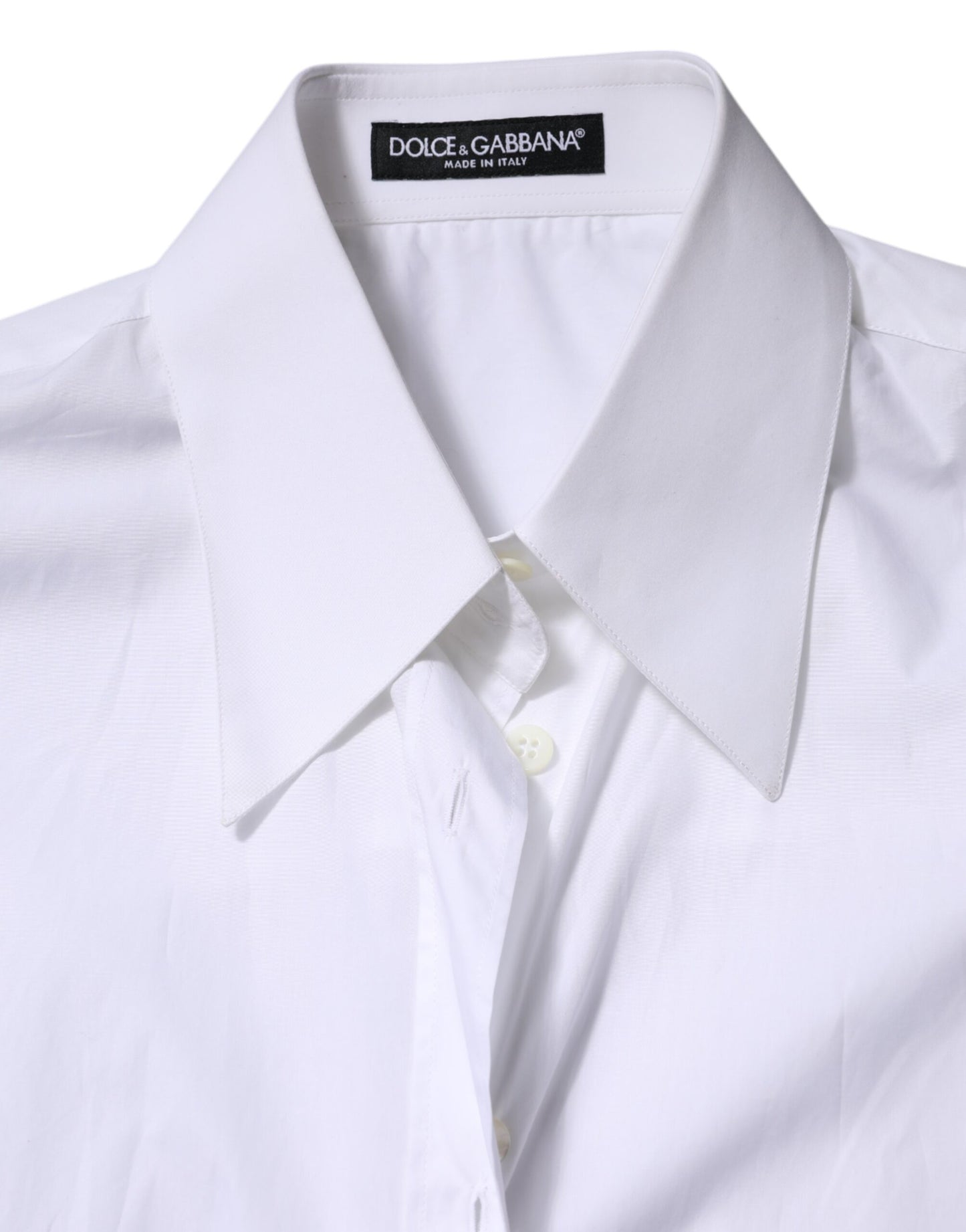 White Cotton Collared Shirt Long Sleeve Top