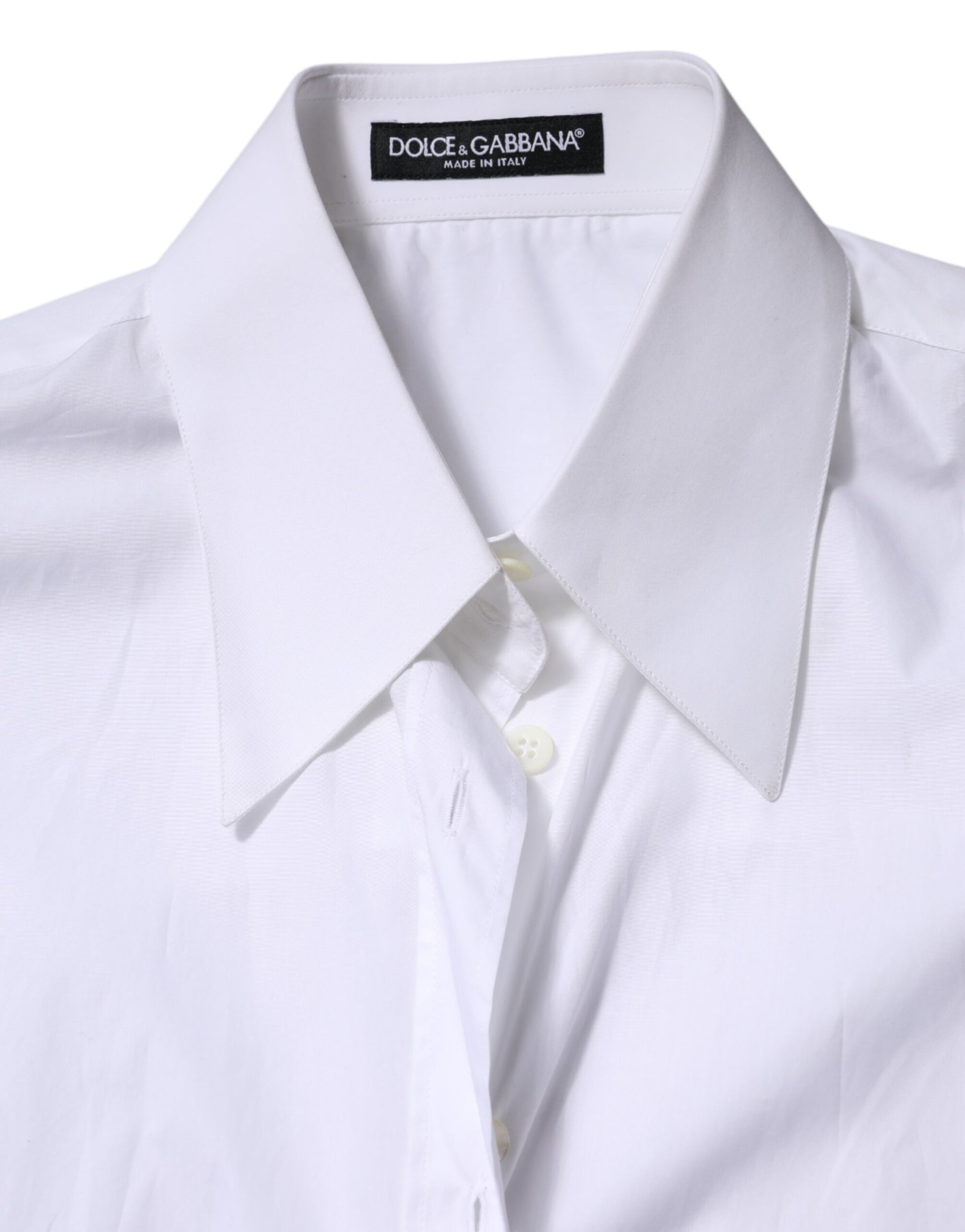 White Cotton Collared Shirt Long Sleeve Top