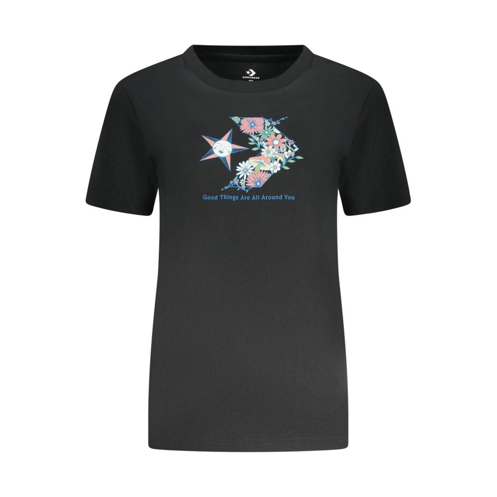 Camiseta negra de algodón para mujer