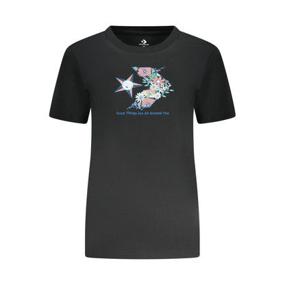 Camiseta negra de algodón para mujer