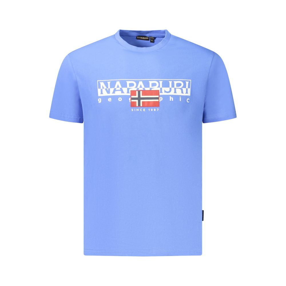 Camiseta azul de algodón para hombre