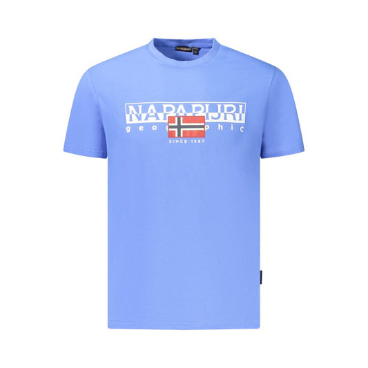 Camiseta azul de algodón para hombre