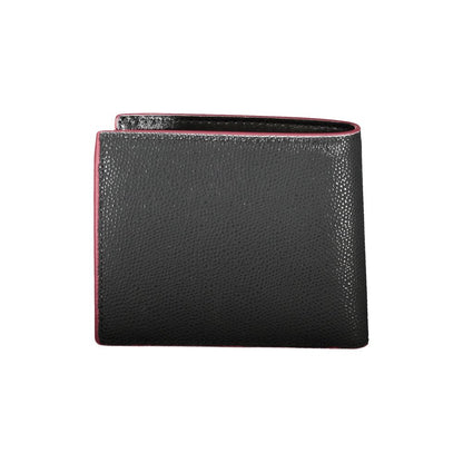 Elegante cartera de piel negra