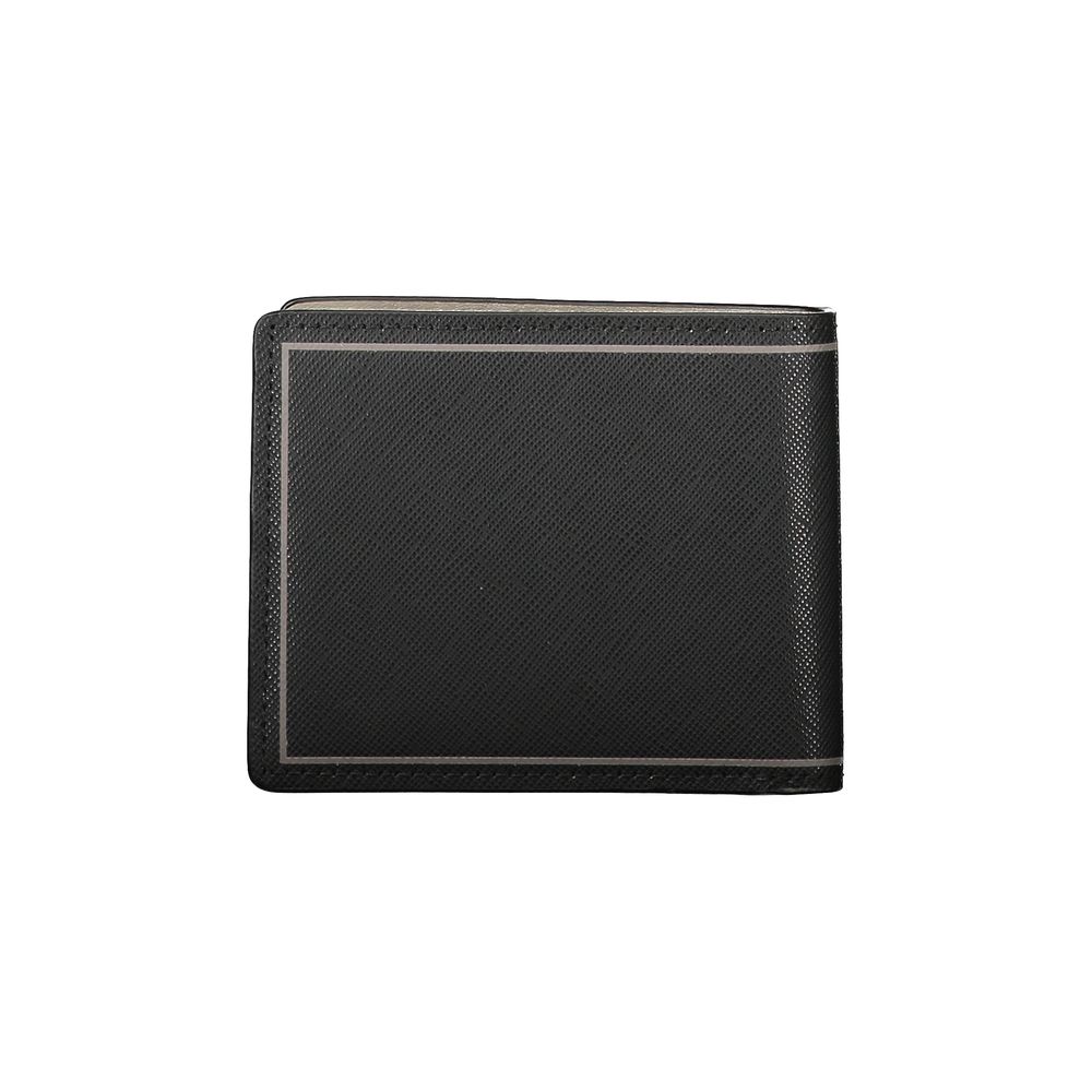 Cartera de piel negra para dos tarjetas