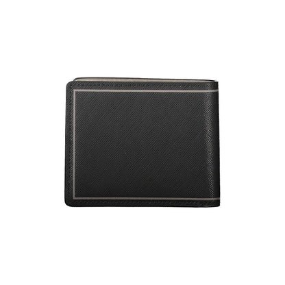 Cartera de piel negra para dos tarjetas