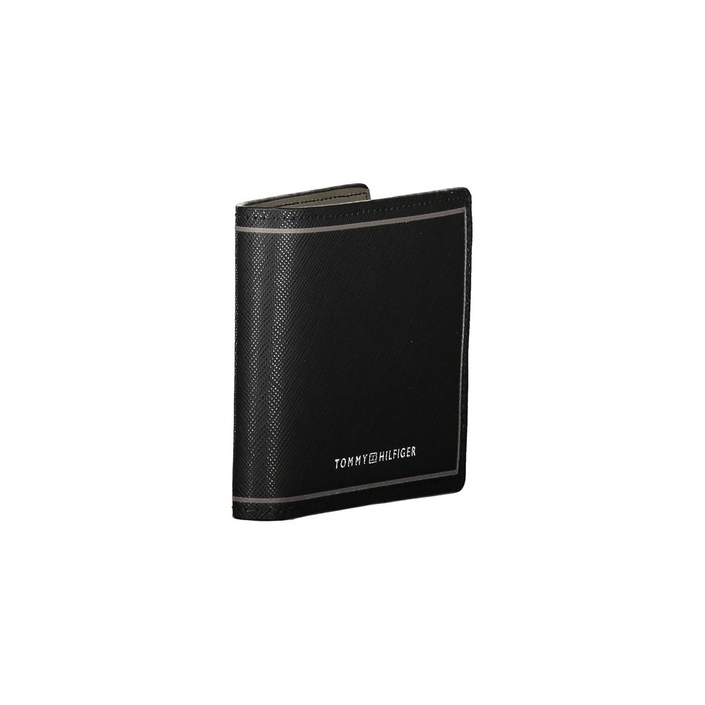 Cartera de piel negra para dos tarjetas
