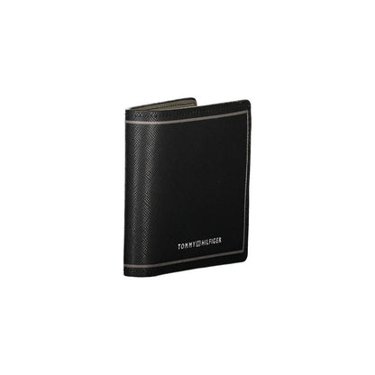 Cartera de piel negra para dos tarjetas