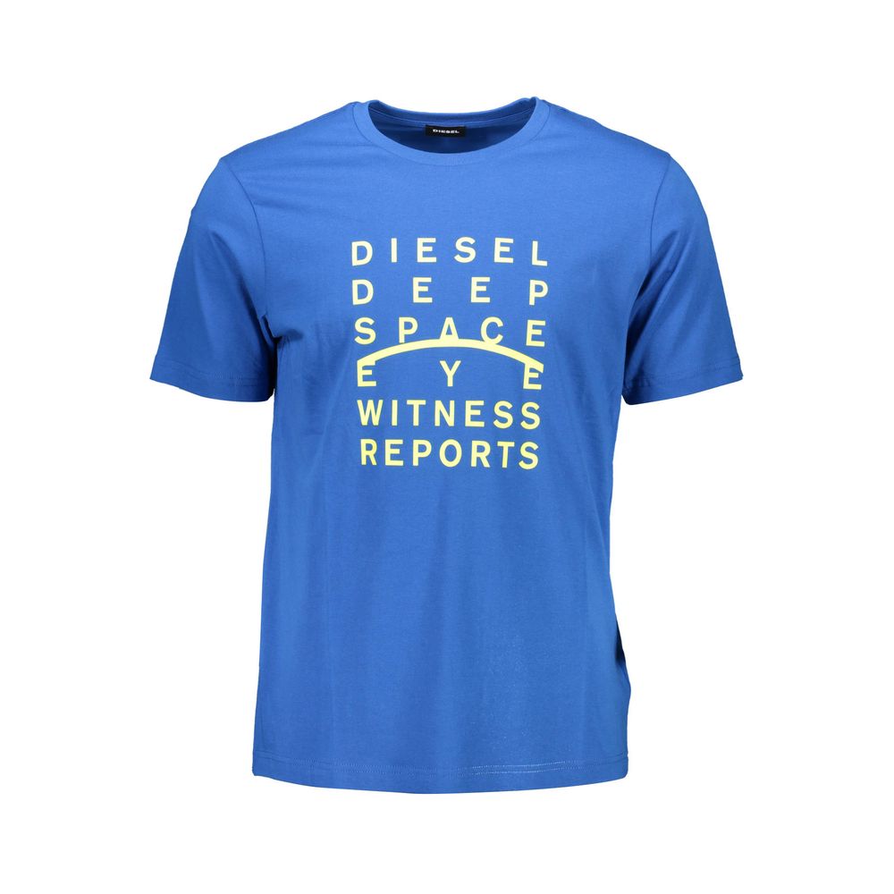 Camiseta azul de algodón para hombre