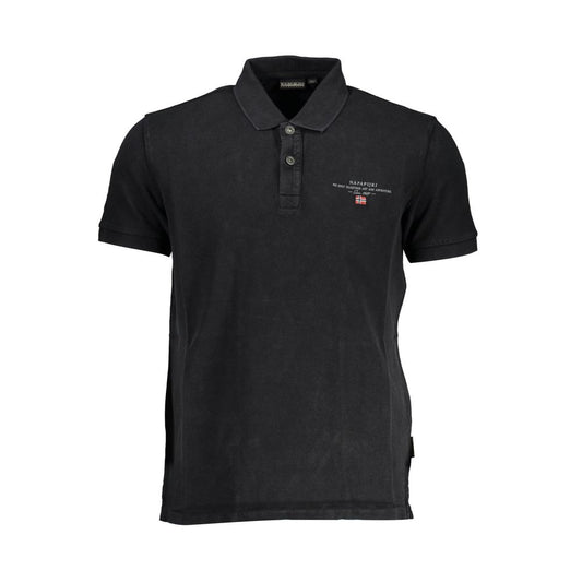 Polo negro de algodón para hombre