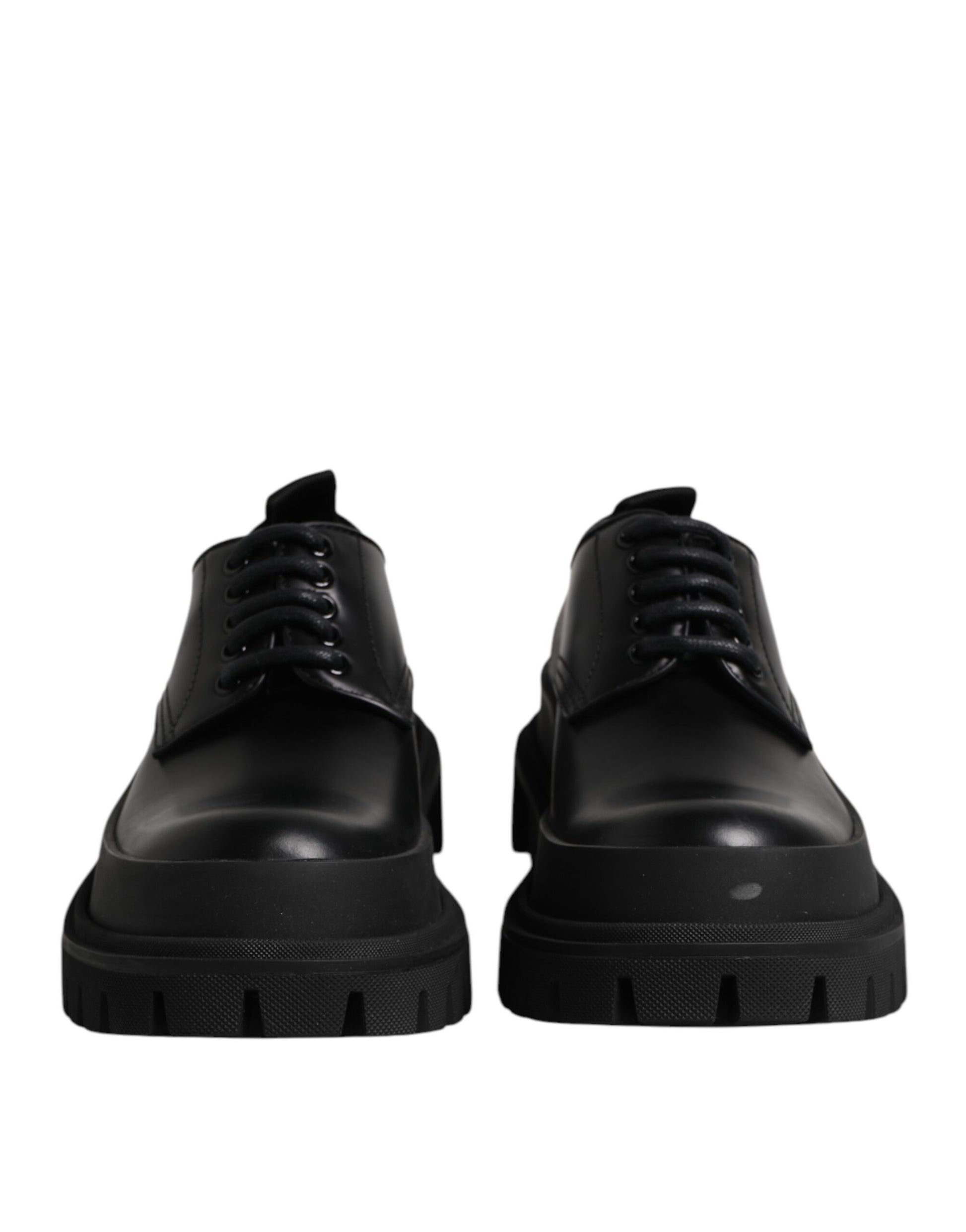 Black Leather Lace Up Derby Men Dress Shoes