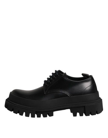Black Leather Lace Up Derby Men Dress Shoes