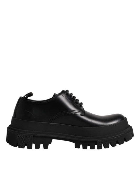 Black Leather Lace Up Derby Men Dress Shoes