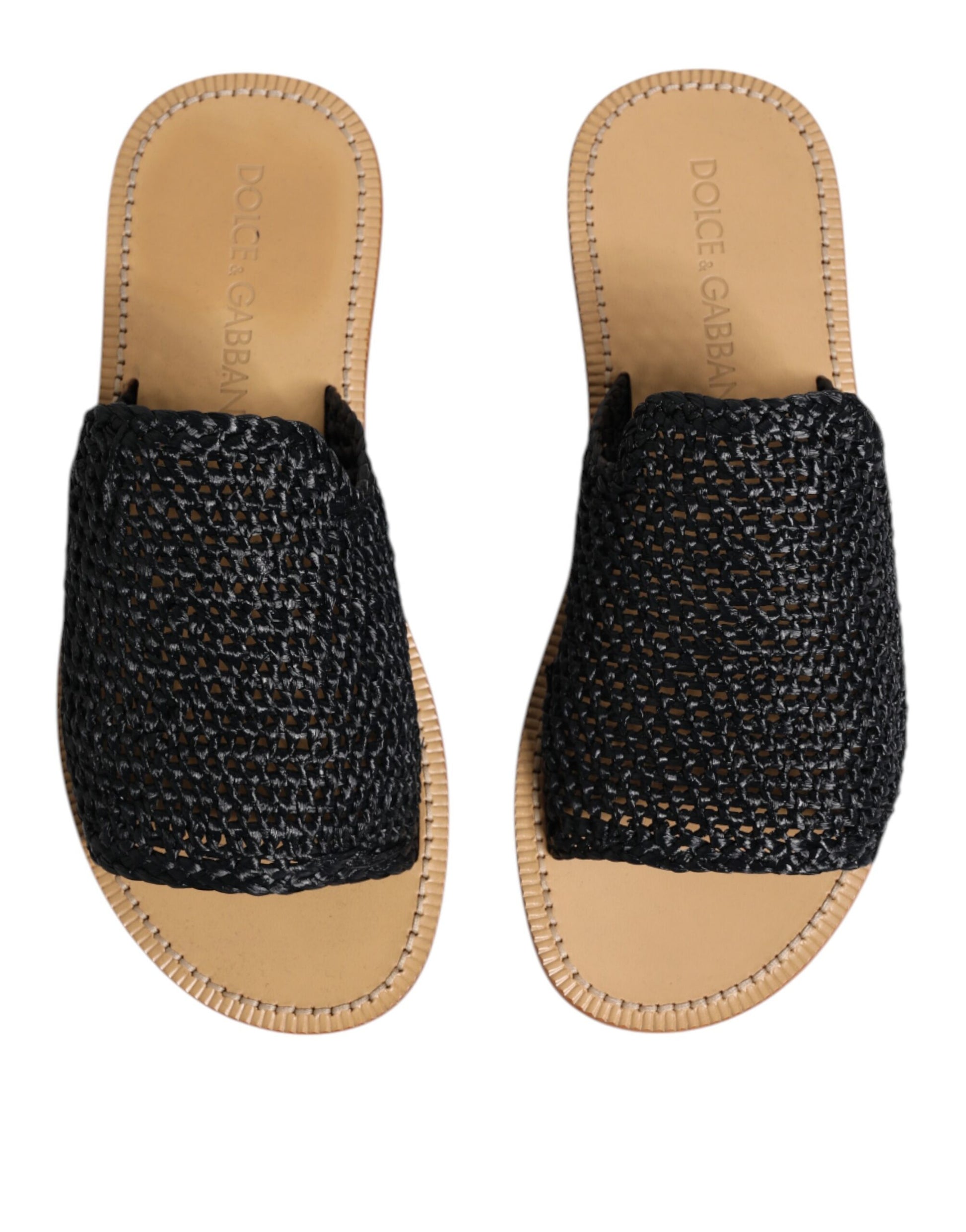 Sandalias negras de rafia trenzada monocromática