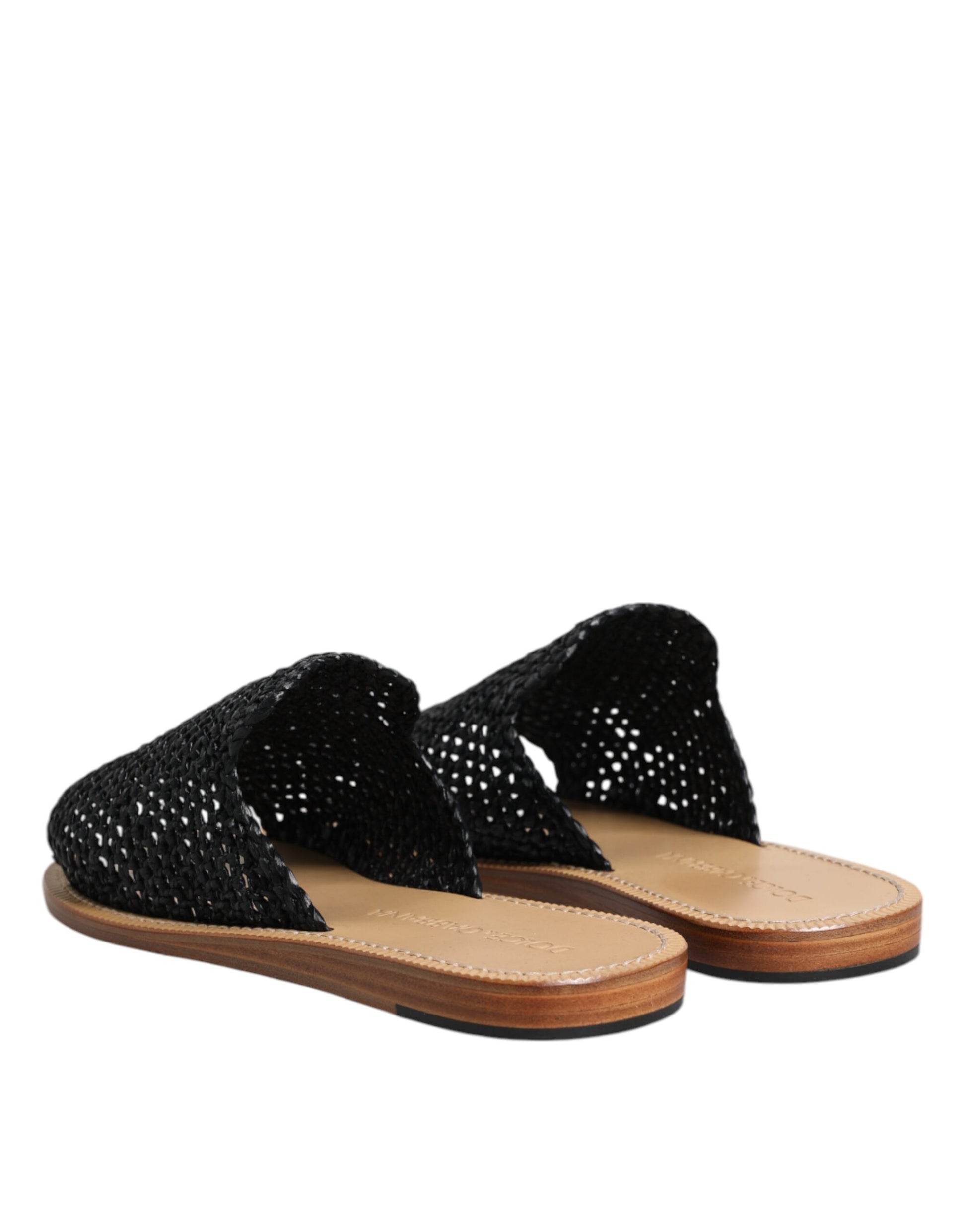 Sandalias negras de rafia trenzada monocromática