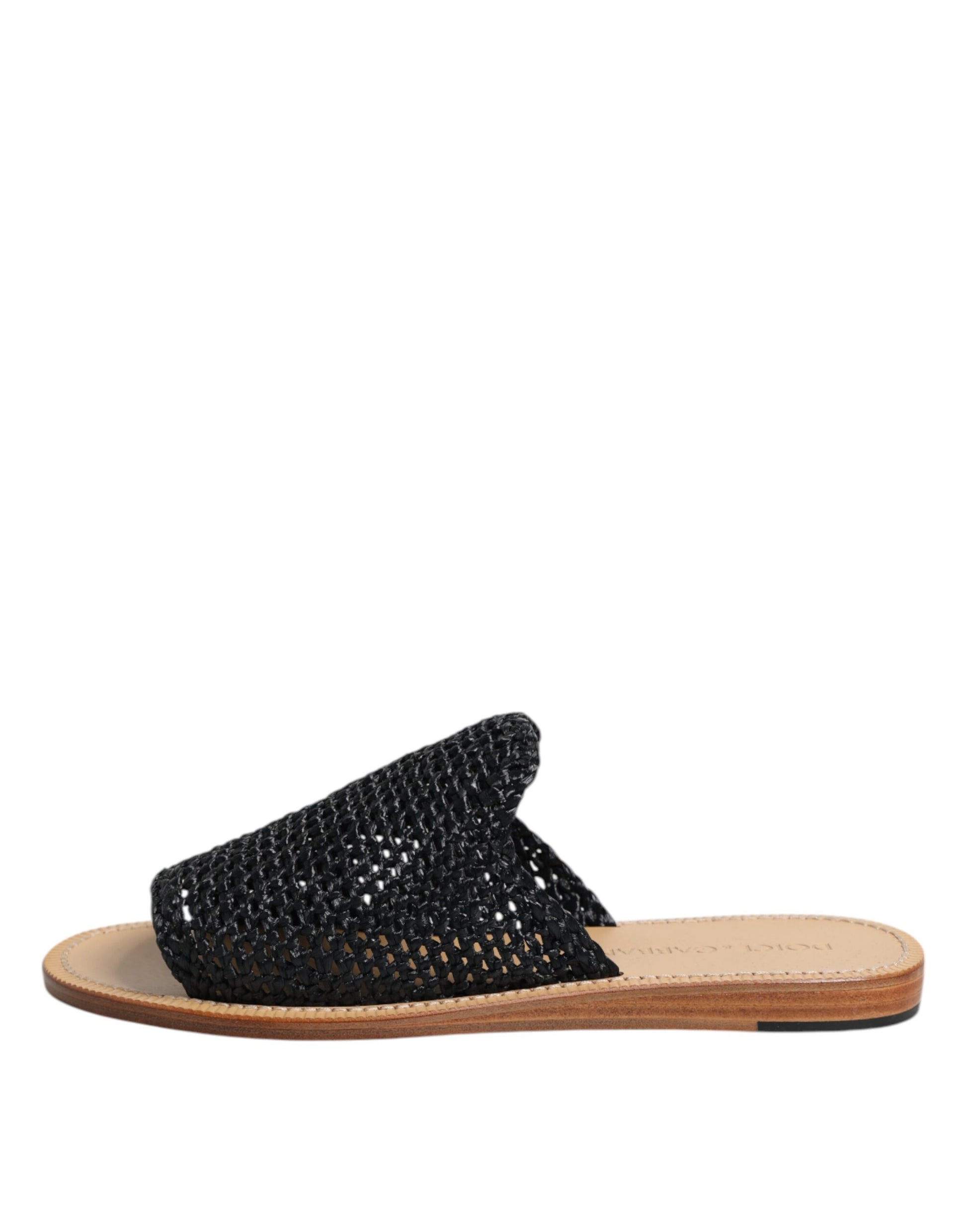 Sandalias negras de rafia trenzada monocromática