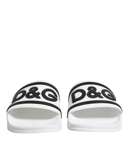 White DG Logo Slides Sandals Beachwear Shoes