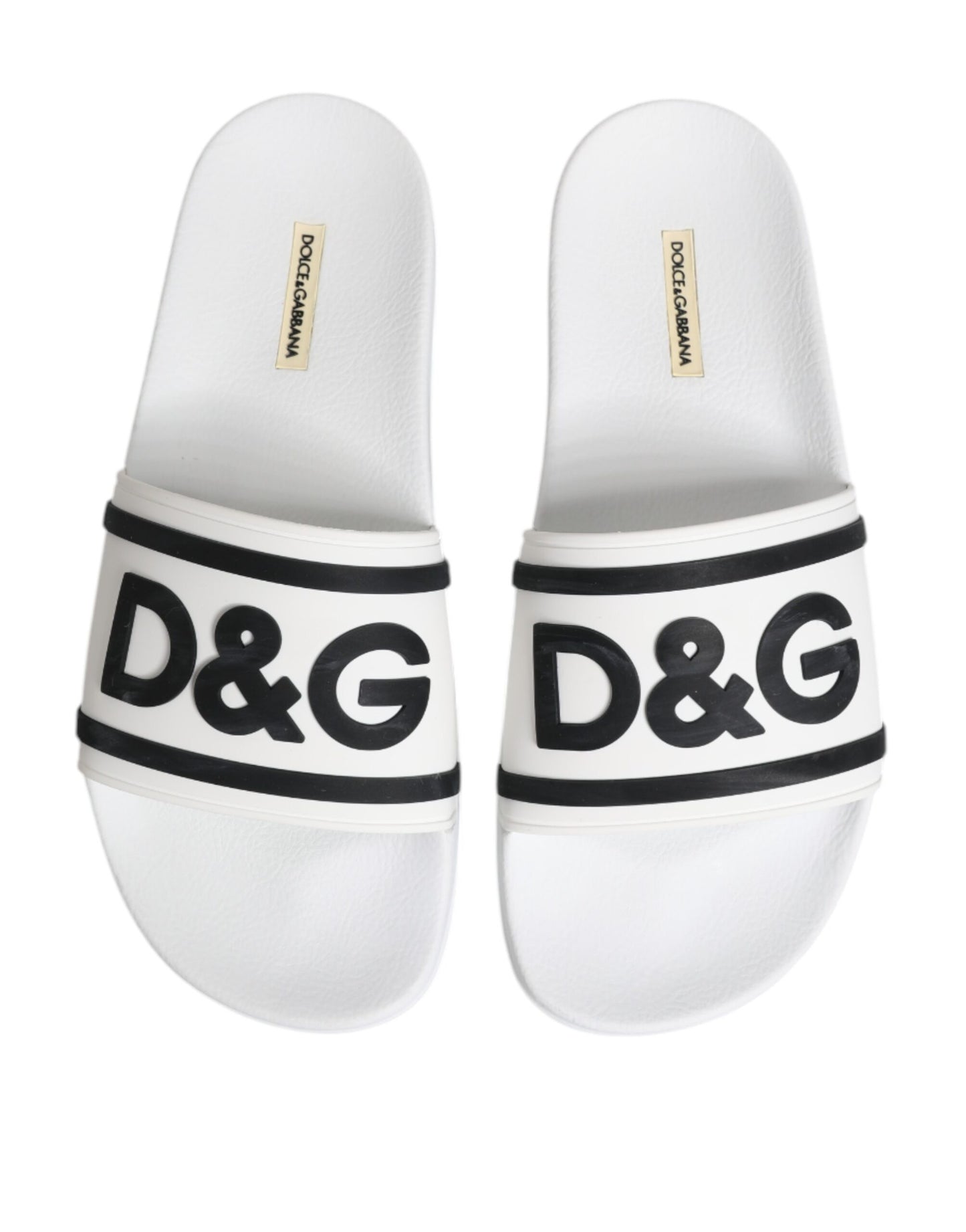White DG Logo Slides Sandals Beachwear Shoes