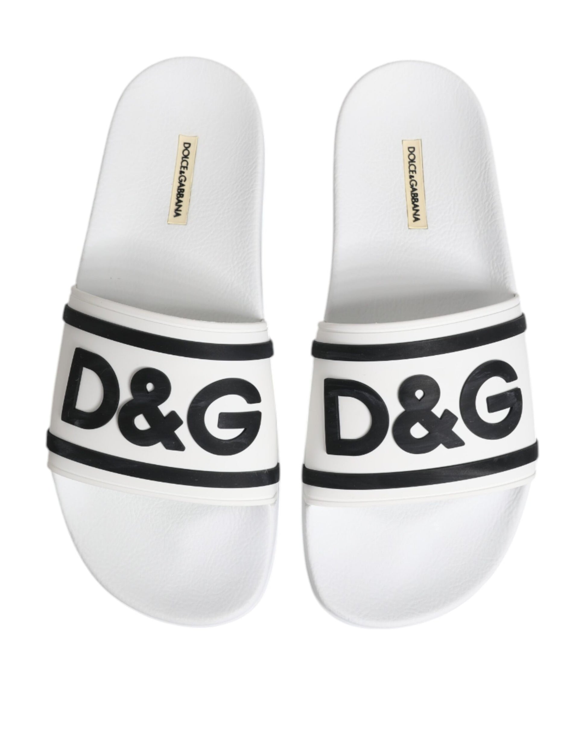 White DG Logo Slides Sandals Beachwear Shoes