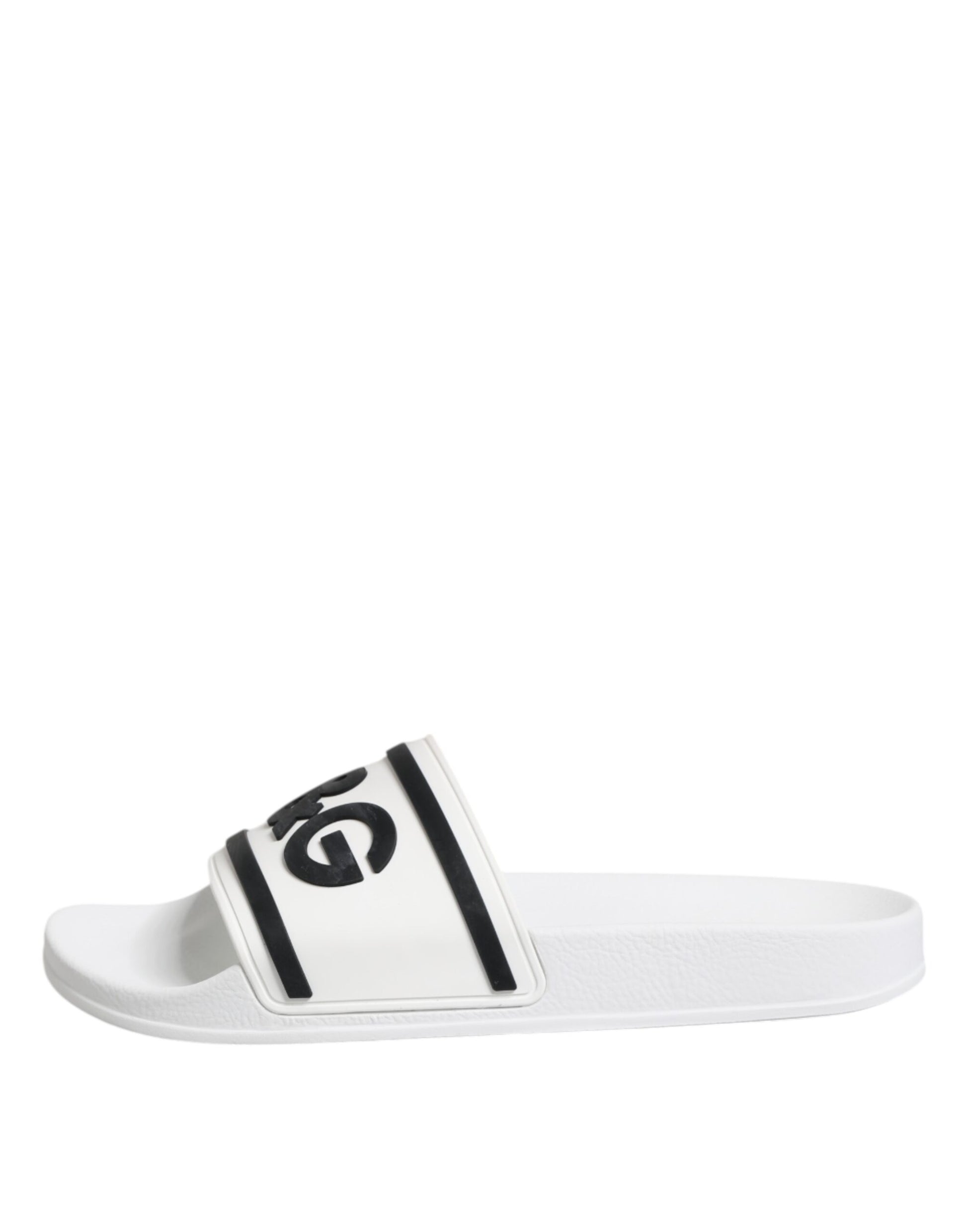 White DG Logo Slides Sandals Beachwear Shoes