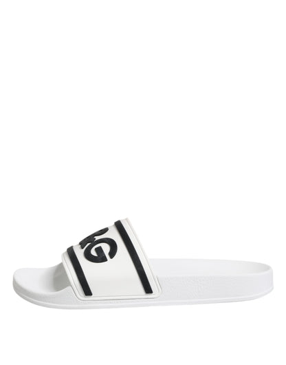White DG Logo Slides Sandals Beachwear Shoes
