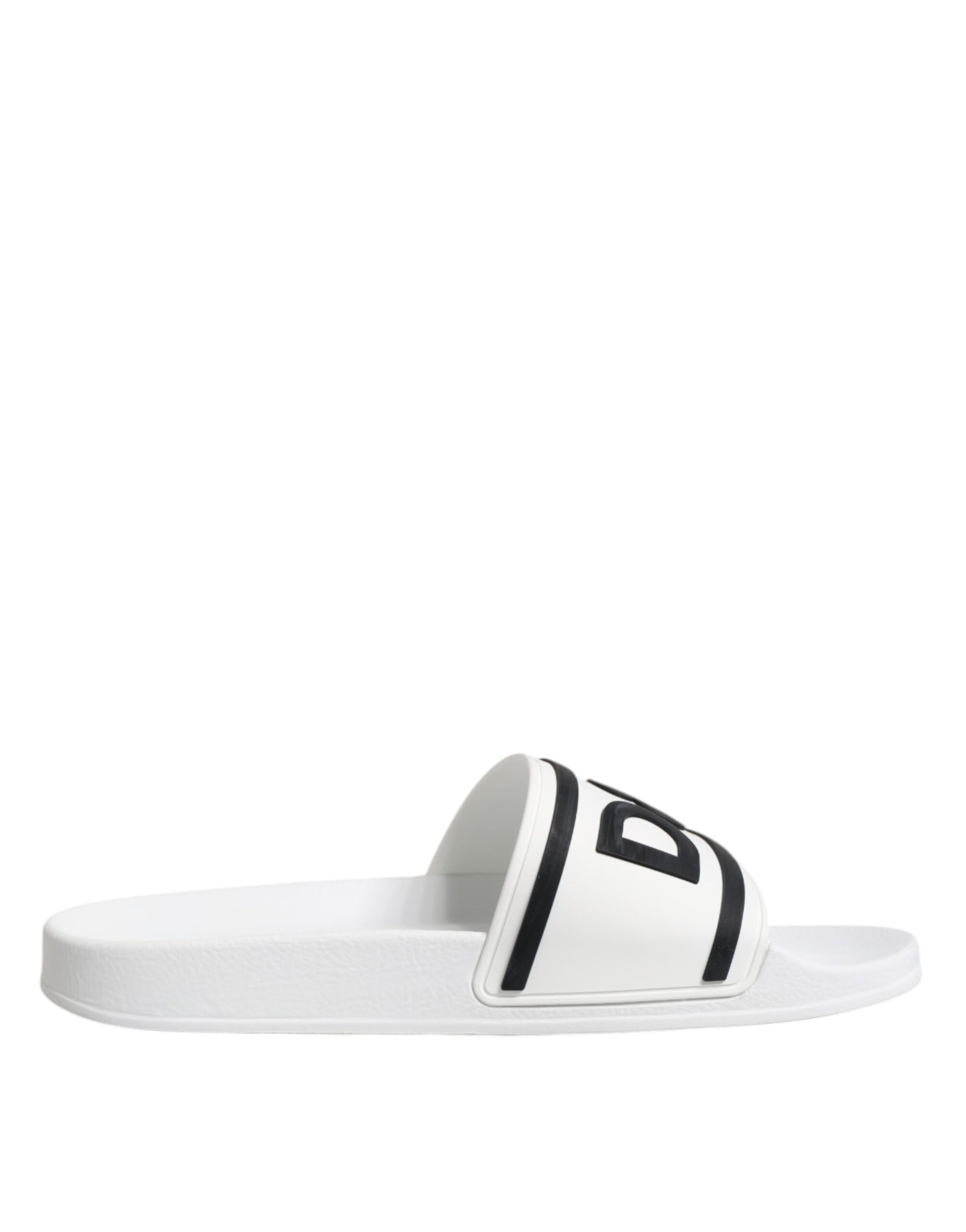 White DG Logo Slides Sandals Beachwear Shoes
