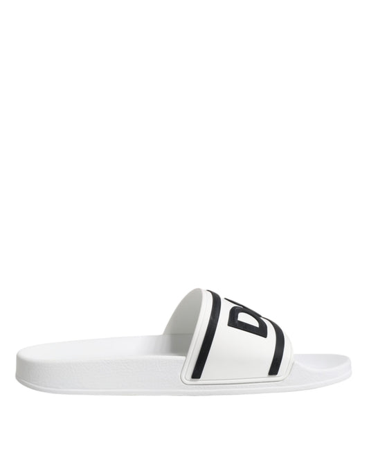 White DG Logo Slides Sandals Beachwear Shoes